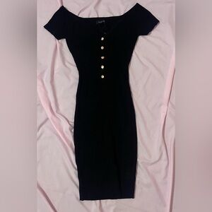 black off the shoulder midi dress